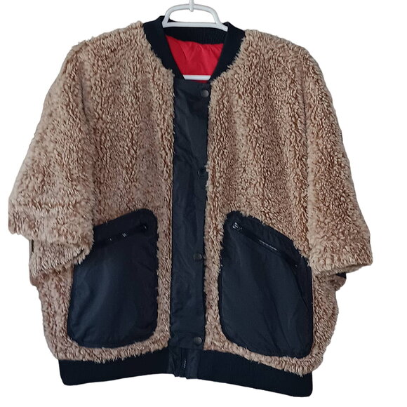 Anthropologie Hei Hei Reversible Sherpa Poncho Women's Size Medium - Picture 1 of 4